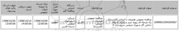 مناقصه عمومی همزمان با ارزیابی (فشرده) یک مرحله ای پروژه خرید و اجرای شبکه داخلی گاز شهرک صنعتی سروستان 2