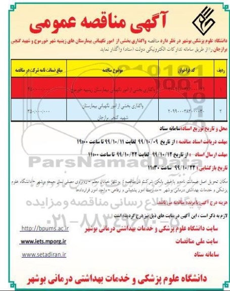 مناقصه، مناقصه واگذاری بخشی از امور نگهبانی 