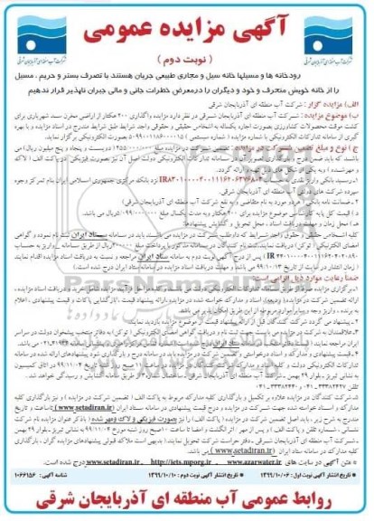 مزایده عمومی, مزایده واگذاری 200 هکتار از اراضی مخزن سد...  - نوبت دوم