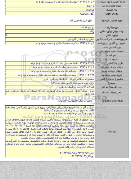 پروژه خرید کنتور دیافراگمی ارتقا یافته G۴