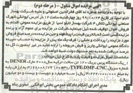 مزایده، مزایده یک دستگاه پرس بریک 120 تن 
