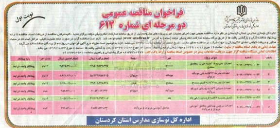 فراخوان مناقصه , مناقصه احداث مدرسه 18 کلاسه حیرت... 
