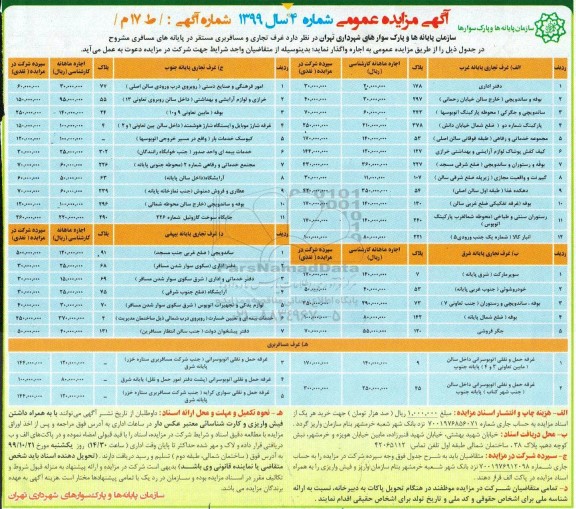 آگهی مزایده عمومی , مزایده اجاره غرف تجاری 