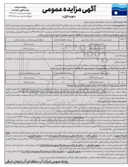 مزایده عمومی, مزایده واگذاری 40 هکتار از اراضی کمپ جدید 