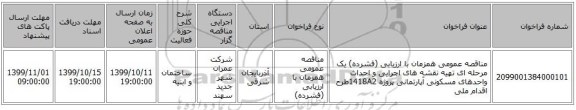 مناقصه عمومی همزمان با ارزیابی (فشرده) یک مرحله ای تهیه نقشه های اجرایی و احداث واحدهای مسکونی آپارتمانی پروژه 1418A2طرح اقدام ملی