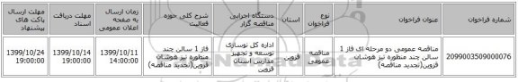 مناقصه عمومی دو مرحله ای فاز 1 سالن چند منظوره تیز هوشان قزوین(تجدید مناقصه)