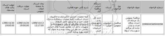 مناقصه عمومی یک مرحله ای احداث پایگاه امداد و نجات جاده ای مرگنلر شهرستان شوط