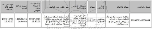 مناقصه عمومی یک مرحله ای آماده سازی اسکله بندرترکمن (تکمیل فاز اول جاده سلامت)