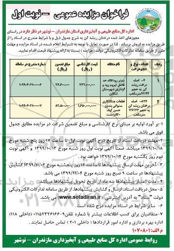 فراخوان مزایده عمومی , مزایده فروش درختان ریشه کن