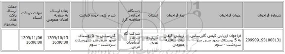 فراخوان ارزیابی کیفی گازرسانی به 5 روستای محور سی سر سردشت - سوم