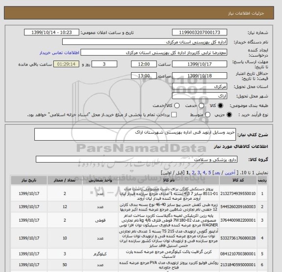 استعلام خرید وسایل ارتوپد فنی اداره بهزیستی شهرستان اراک