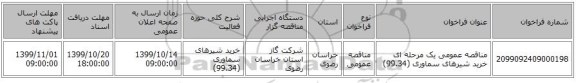 مناقصه عمومی یک مرحله ای خرید شیرهای سماوری (99.34)