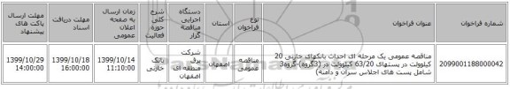 مناقصه عمومی یک مرحله ای احداث بانکهای خازنی 20 کیلوولت در پستهای 63/20 کیلوولت در (3گروه)-گروه3 شامل پست های اجلاس سران و دامنه)