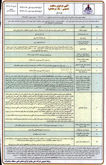 فراخوان مناقصه , مناقصه واگذاری حجمی اداره امور انبار نفت ... 