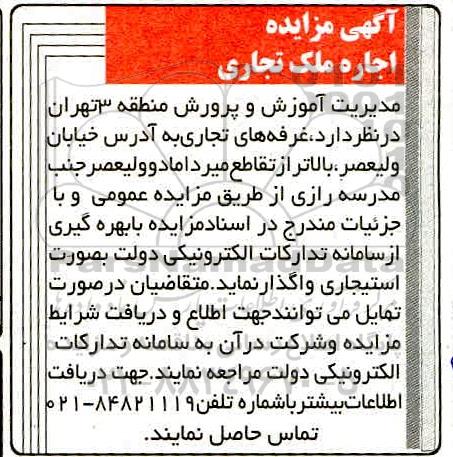مزایده, مزایده اجاره املاک تجاری 