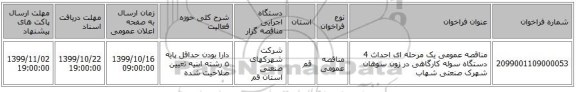 مناقصه عمومی یک مرحله ای احداث 4 دستگاه سوله کارگاهی در زون سوهان شهرک صنعتی شهاب