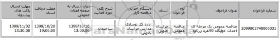 مناقصه عمومی یک مرحله ای احداث خوابگاه 90نفره زیرکوه  