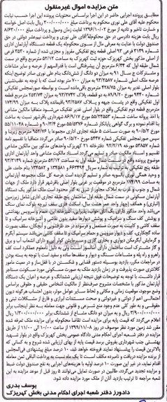 مزایده ،مزایده یک قطعه دستگاه آپارتمان 52.12 مترمربع