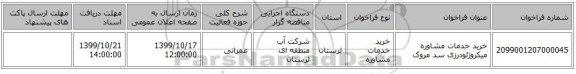 خرید خدمات مشاوره میکروژئودرزی سد مروک