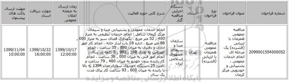 مناقصه عمومی همزمان با ارزیابی (فشرده) یک مرحله ای انجام خدمات عمومی ، پشتیبانی و خودرویی مرکز کرمان