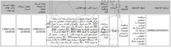 مناقصه عمومی همزمان با ارزیابی (فشرده) یک مرحله ای انجام خدمات عمومی ، پشتیبانی و خودرویی مرکز همدان
