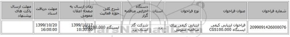 فراخوان ارزیابی کیفی ایستگاه CGS100.000