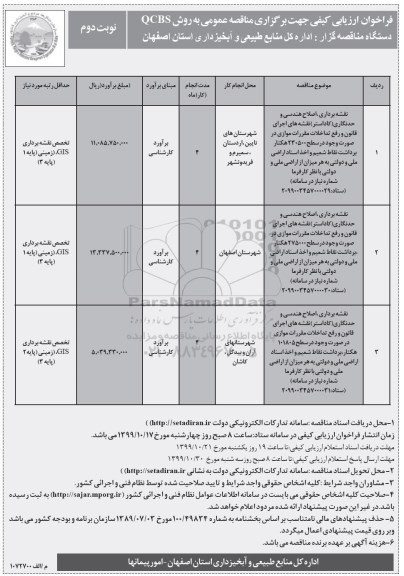 مناقصه ، مناقصه نقشه برداری، اصلاح هندسی و حد نگاری  و...
