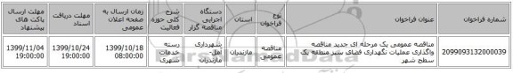 مناقصه عمومی یک مرحله ای جدید مناقصه واگذاری عملیات نگهداری فضای سبز منطقه یک سطح شهر