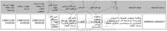 مناقصه عمومی همزمان با ارزیابی (فشرده) دو مرحله ای خرید تجهیزات گرمایشی و سرمایشی مدارس سطح استان گیلان