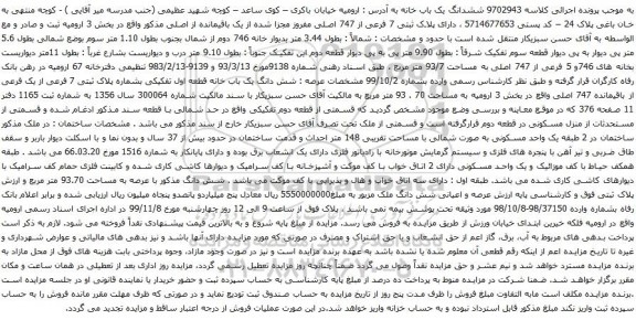 آگهی مزایده ششدانگ یک باب خانه