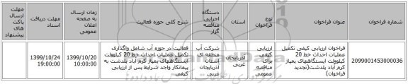 فراخوان ارزیابی کیفی تکمیل عملیات احداث خط 20 کیلوولت ایستگاههای پمپاژ کرم آباد پلدشت(تجدید فراخوان)