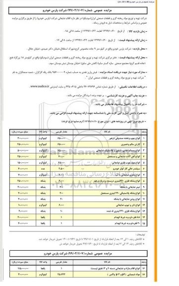 مزایده, مزایده عمومی اقلام ضایعاتی 