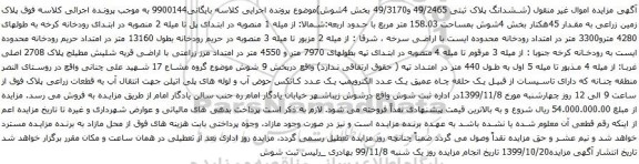 آگهی مزایده پلاک زمین زراعی به مقدار 45هکتار بخش 4شوش بمساحت 158.03 متر مربع 