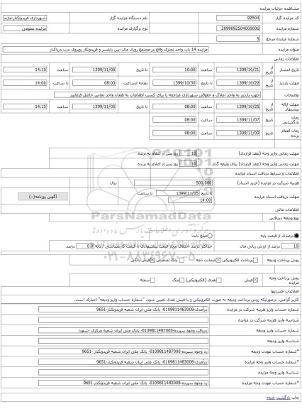 مزایده 14 باب واحد تجاری واقع در مجتمع رویال مال -بین بابلسر و فریدونکار روبروی درب دریاکنار