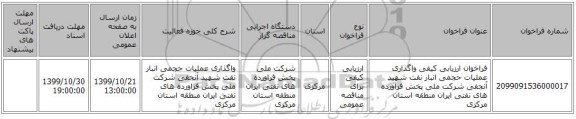 فراخوان ارزیابی کیفی واگذاری عملیات حجمی انبار نفت شهید آنجفی شرکت ملی پخش فراورده های نفتی ایران منطقه استان مرکزی