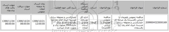 مناقصه عمومی همزمان با ارزیابی (فشرده) یک مرحله ای حصارکشی و محوطه سازی مدرسه خیری امام رضا (ع) رفسنجان
