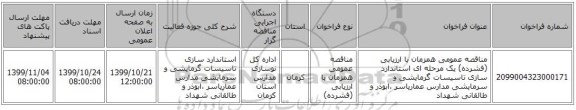 مناقصه عمومی همزمان با ارزیابی (فشرده) یک مرحله ای استاندارد سازی تاسیسات گرمایشی و سرمایشی مدارس عماریاسر ،ابوذر و طالقانی شهداد