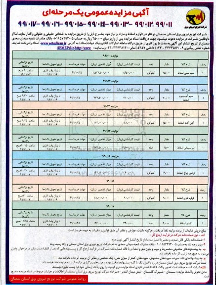 مزایده، مزایده لوازم اسقاط و مازاد ...