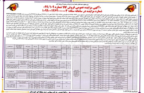 مزایده فروش تجهیزات برقی: سیم آلومینیوم، آهن آلات و تجهیزات غیربرقی