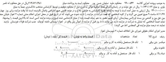مزایده،مزایده فروش 1- میکسر بتن برقی 1 تک فاز مستعمل وآماده به کار و سالم و...