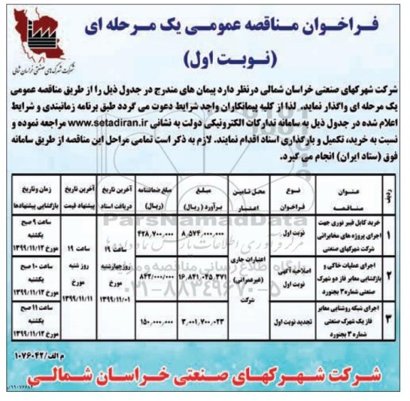 فراخوان مناقصه خرید کابل فیبرنوری ....