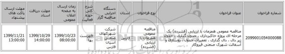 مناقصه عمومی همزمان با ارزیابی (فشرده) یک مرحله ای پروژه خاکبرداری ، جدول گذاری ، جدول زیر دال ، دال گذاری ، تعمیرات جدول ، روسازی و آسفالت شهرک صنعتی قیروکار