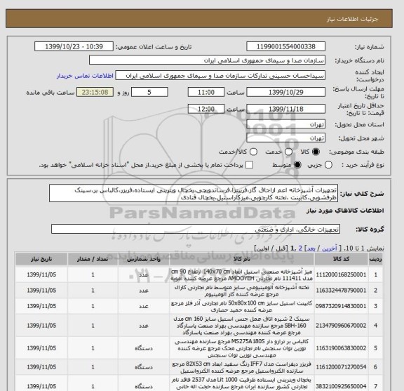 استعلام تجهیزات آشپزخانه اعم ازاجاق گاز،فرپیتزا،فرساندویچی،یخچال ویترینی ایستاده،فریزر،کالباس بر،سینک ظرفشویی،کابینت ،تخته کارچوبی،میزکاراستیل،یخچال قنادی