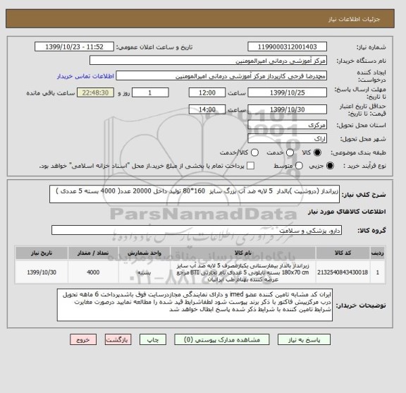 استعلام زیرانداز (دروشیت )بالدار 5 لایه ضد آب بزرگ سایز 160*80 تولید داخل 20000 عدد( 4000 بسته 5 عددی )