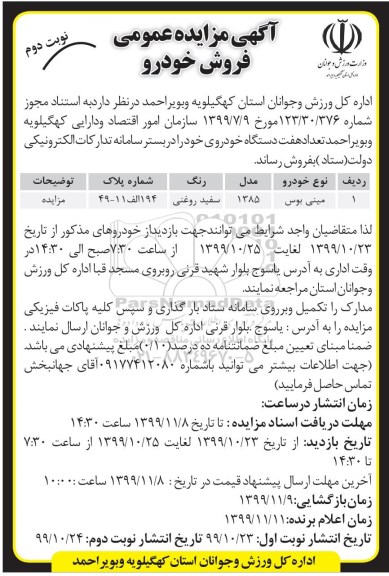 مزایده , مزایده تعداد هفت دستگاه خودرو