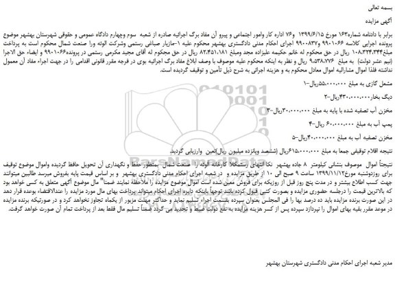 مزایده،مزایده فروش 1-مشعل گازی و...