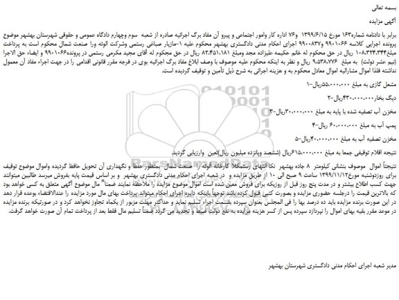 مزایده،مزایده فروش 1-مشعل گازی  و... 