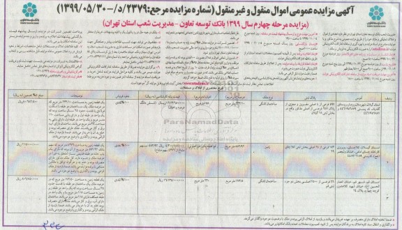 مزایده،مزایده فروش تعدادی اموال و املاک تملیکی مرحله چهارم 