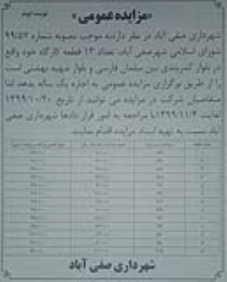مزایده تعداد ۱۳ قطعه کارگاه - نوبت دوم
