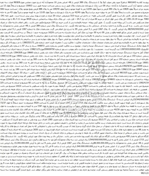 آگهی مزایده ششدانگ پلاک 389 فرعی از 48- اصلی بخش 10 محمودآباد